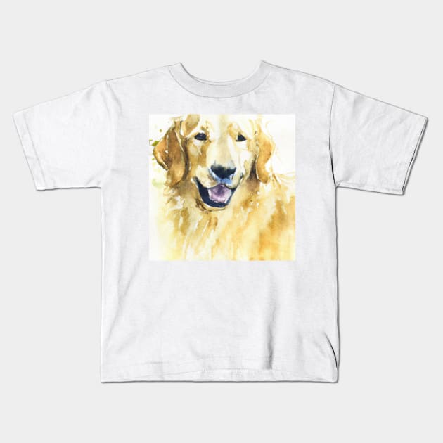 Golden Retriever Watercolor - Gift For Dog Lovers Kids T-Shirt by Edd Paint Something